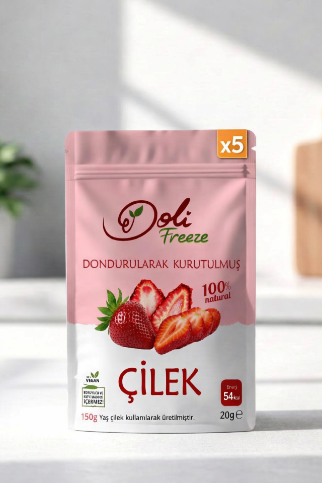 Dondurularak Kurutulmuş Çilek 5'li Set